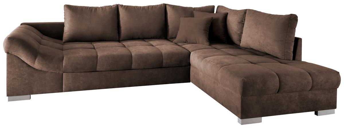 Eckschlafsofa Alvito Braun S: 298/202 Cm - Silberfarben/Braun, Design, Textil (298/202cm) - MID.YOU