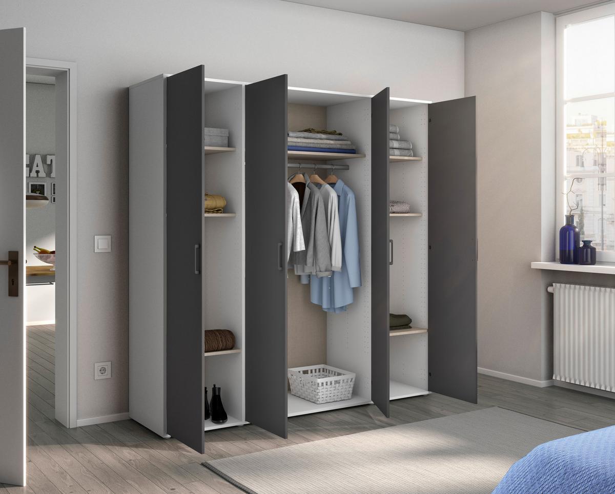 Drehtürenschrank Voyager Weiß,grau B: 187 cm - Weiß/Grau, MODERN, Holzwerkstoff (187/194/53cm) - Rauch Möbel