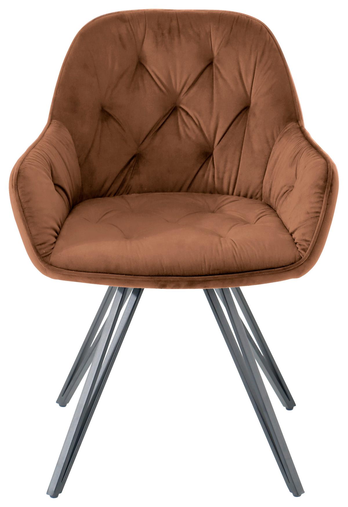 Armlehnstuhl Cardiff - Schwarz/Braun, LIFESTYLE, Holz/Textil (61/82/62cm) - Livetastic