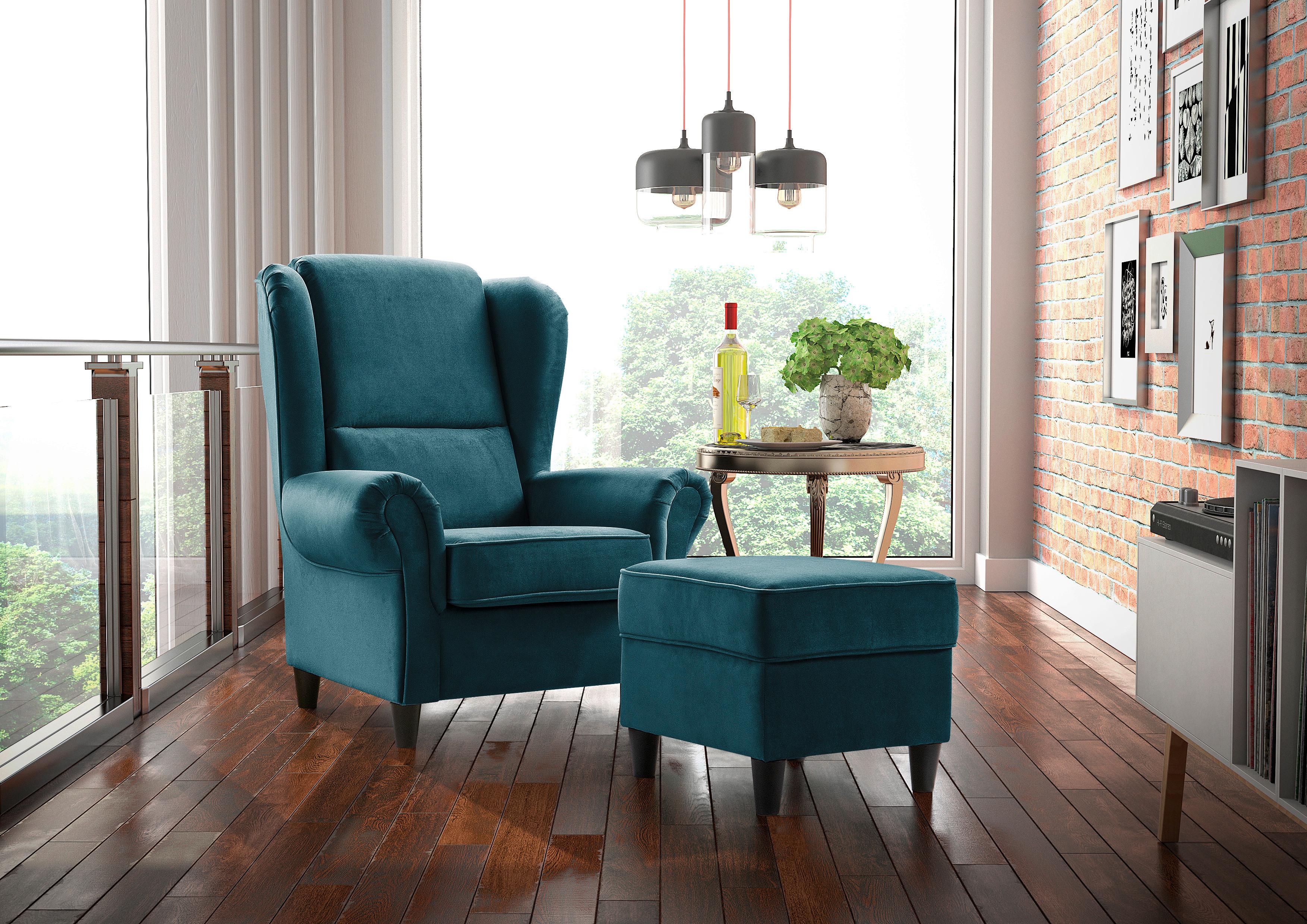 Hocker Baron Petrol B: 52 Cm - Petrol/Schwarz, Design, Textil (52/45/52cm) - MID.YOU