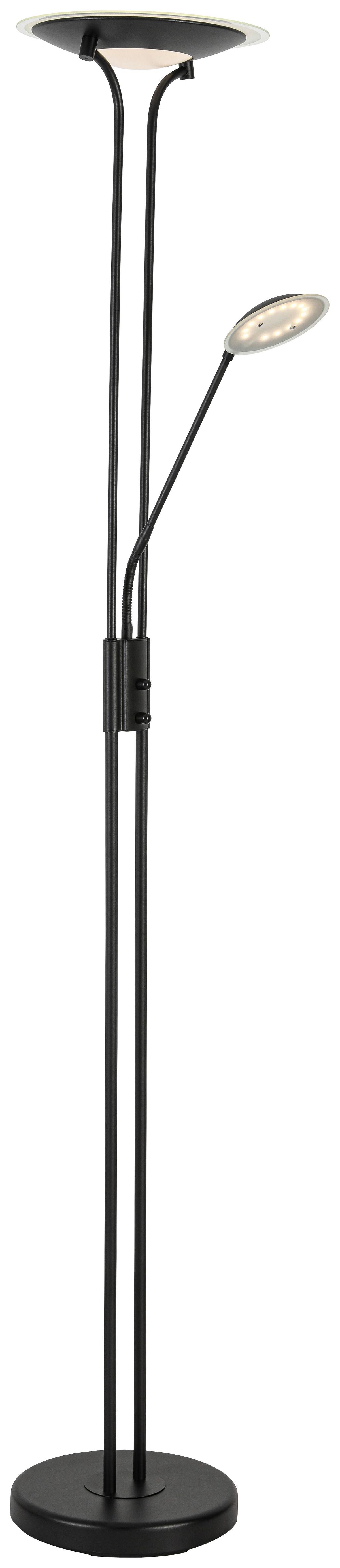 Stehlampe Robert Schwarz Mit Leselampe - Schwarz, MODERN, Glas/Kunststoff (30/180cm) - Luca Bessoni