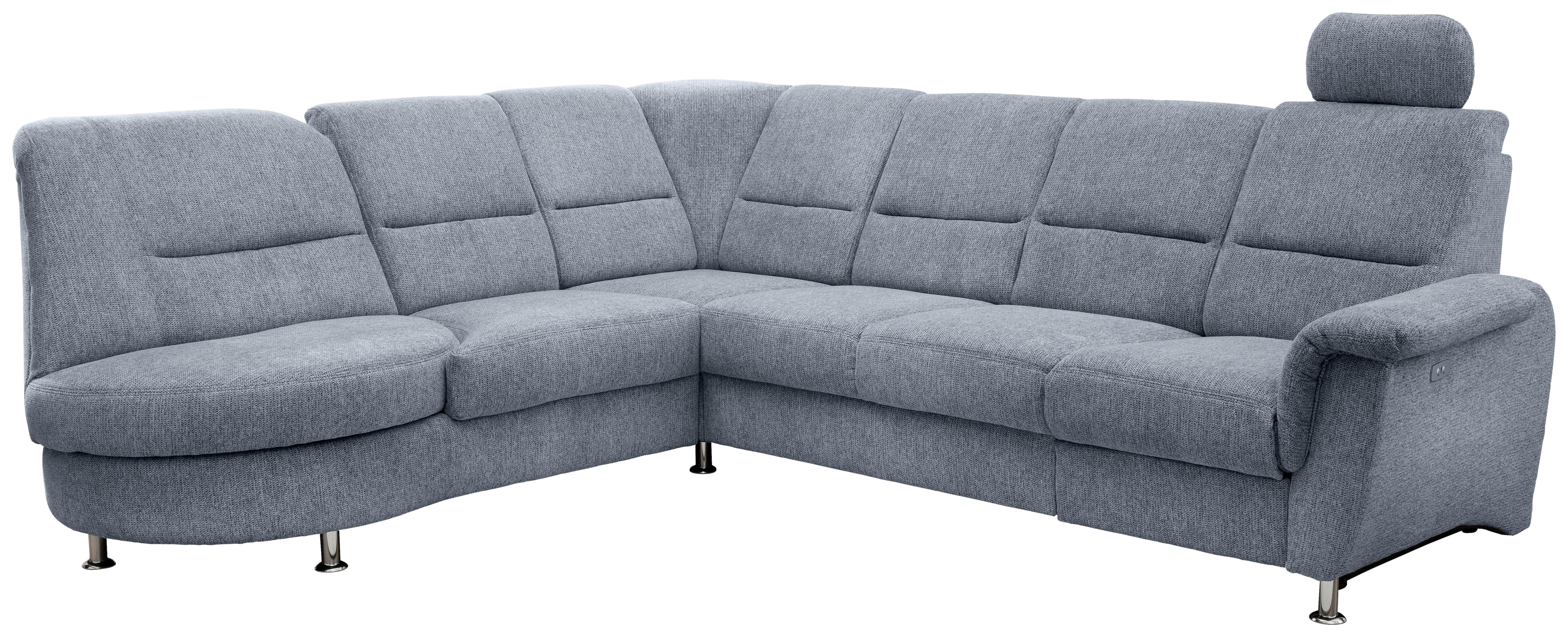 Ecksofa Parole Hellblau S: 236x275 Cm - Chromfarben/Hellblau, MODERN, Textil (236/275cm) - Livetastic