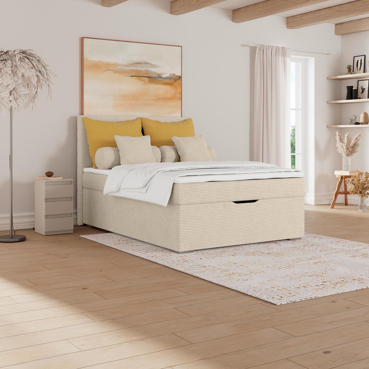 Kárpitozott Ágy Adria 140/200cm - Pezsgő, Konventionell, textil/fa (140/200cm)