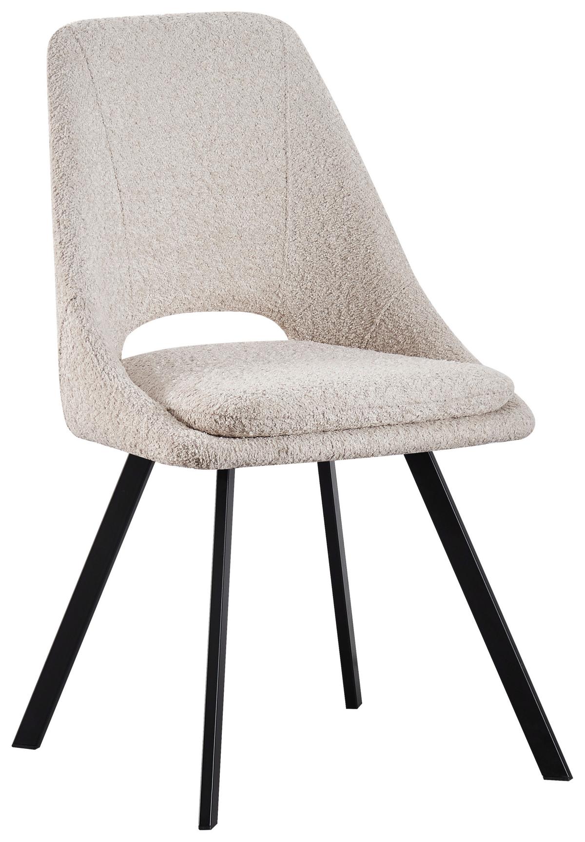 Esszimmerstuhl Cindy Beige Echtholz Beine - Beige/Schwarz, MODERN, Holz/Textil (46/85,5/58cm) - MID.YOU