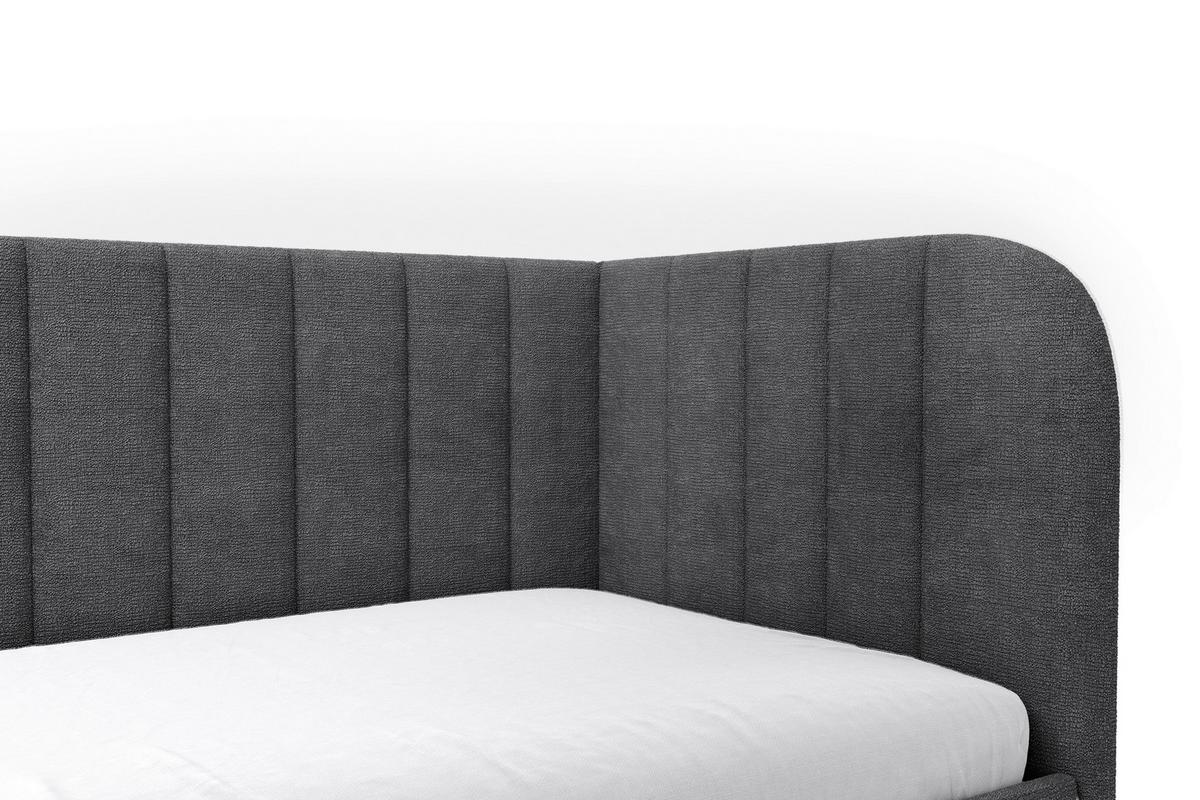 Polsterbett Millow Rechts Dunkelgrau Lf: 90x200 Cm - Dunkelgrau/Schwarz, MODERN, Holz/Holzwerkstoff (90/200cm) - MID.YOU