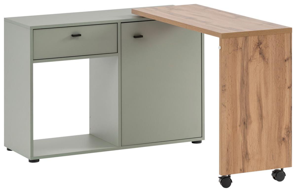 Schreibtisch Tiny Working Eichefarben/grün B: 104,6 Cm - Eichefarben/Grün, MODERN, Holzwerkstoff/Kunststoff (104,6/75,3/39cm) - MID.YOU