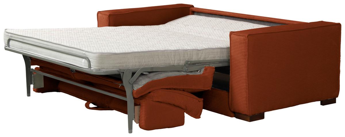 Schlafsofa Texas Rostfarben Cord, B: 203 cm - Rostfarben/Dunkelbraun, Design, Textil (203/85/99cm) - MID.YOU