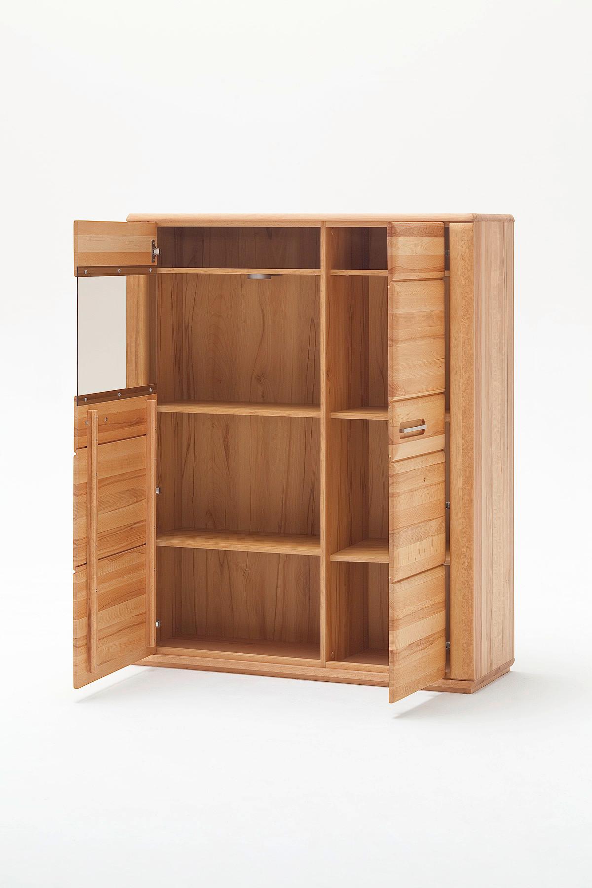 Wohnkombination teilmassiv 4--Teilig. Sena Buchefarben - Buchefarben/Kernbuche, Design, Glas/Holz (319/209/51cm) - Livetastic