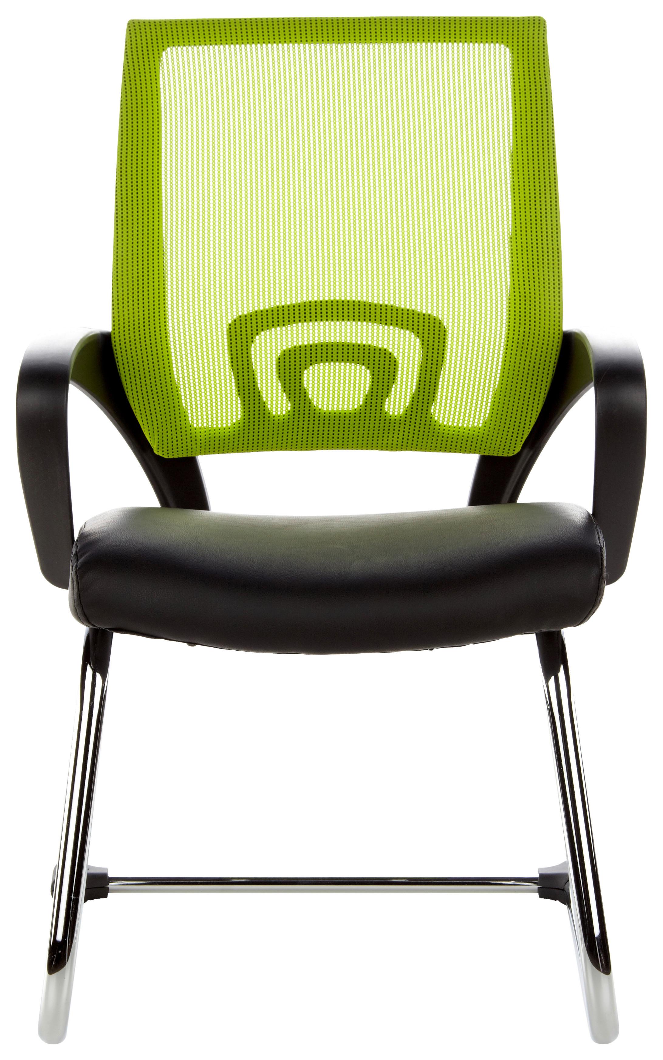 Besucherstuhl Visto Net V Grün/schwarz Bis 110 Kg - Silberfarben/Schwarz, Basics, Kunststoff/Textil (57/98/52cm) - MID.YOU