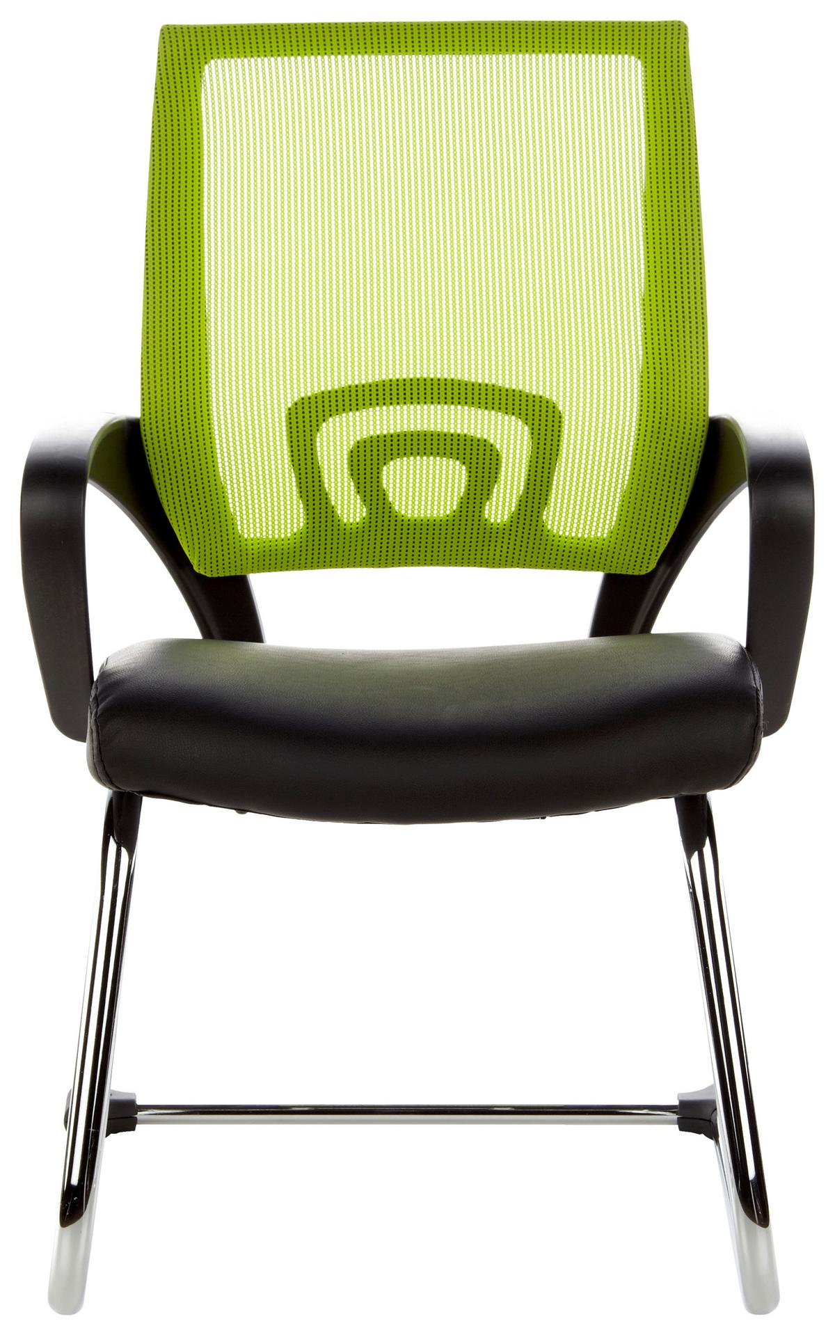 Besucherstuhl Visto Net V Grün/schwarz Bis 110 Kg - Silberfarben/Schwarz, Basics, Kunststoff/Textil (57/98/52cm) - MID.YOU