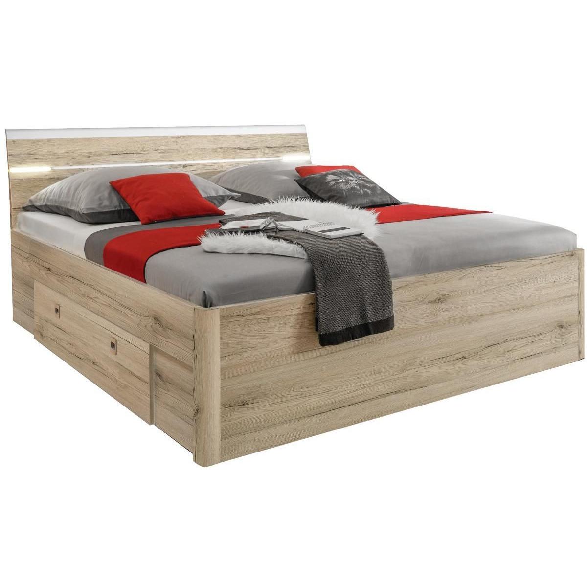 Bett mit LED-Beleuchtung und Stauraum