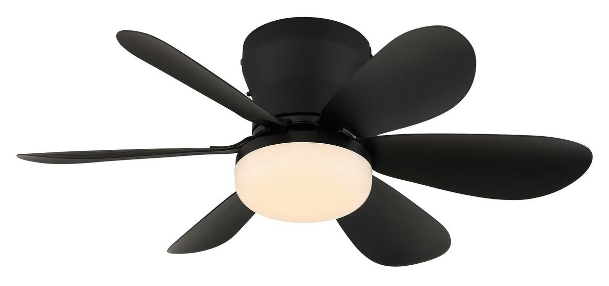 Deckenventilator Schwarz/Weiß 230V, 5W, DxH: ca. 51x16,5 cm - Schwarz/Weiß, Design, Kunststoff/Metall (51/16,5cm) - Globo