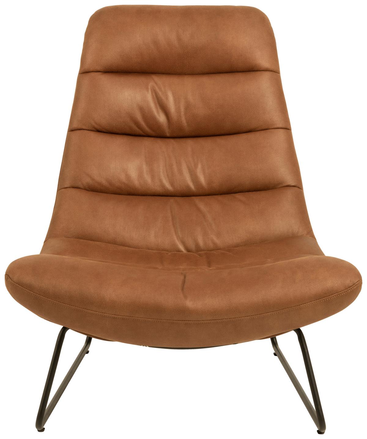 Sessel Milford - Cognac/Schwarz, Design, Textil (82,5/97/93cm) - Livetastic