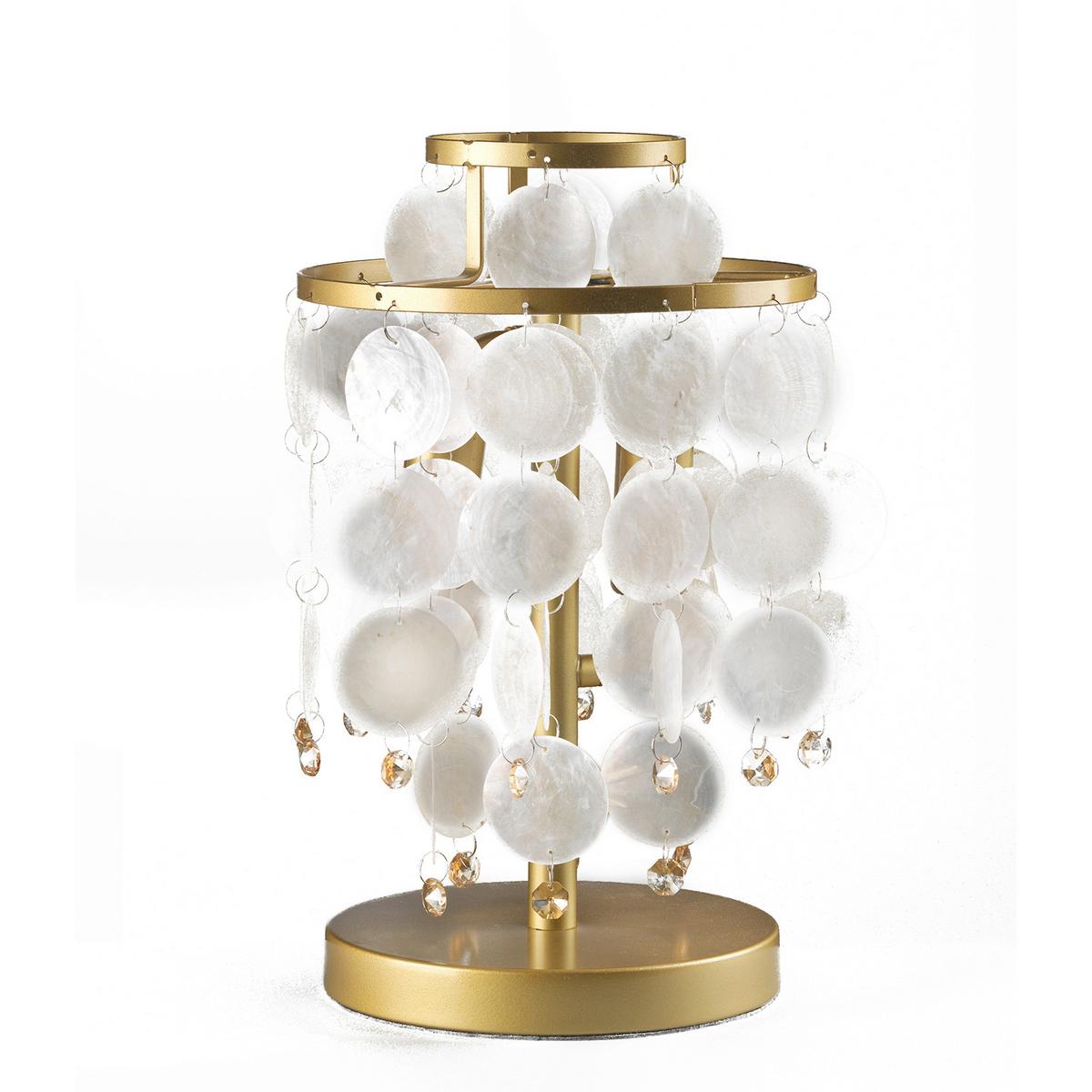 Tischleuchte Goldfarben Perlmutt L: 20 Cm - Currygelb/Perlmutt, KONVENTIONELL, Naturmaterialien/Kunststoff (20/20/36cm)