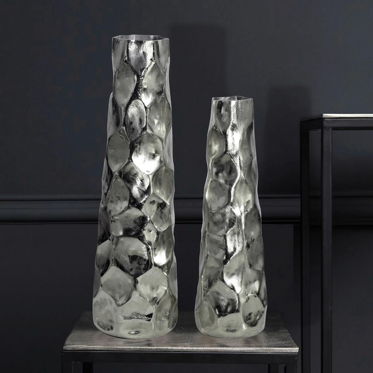 Dekovase 2er Set Silberfarben B: 15 Cm - Silberfarben, Design, Metall (15/48,5/15cm) - Livetastic