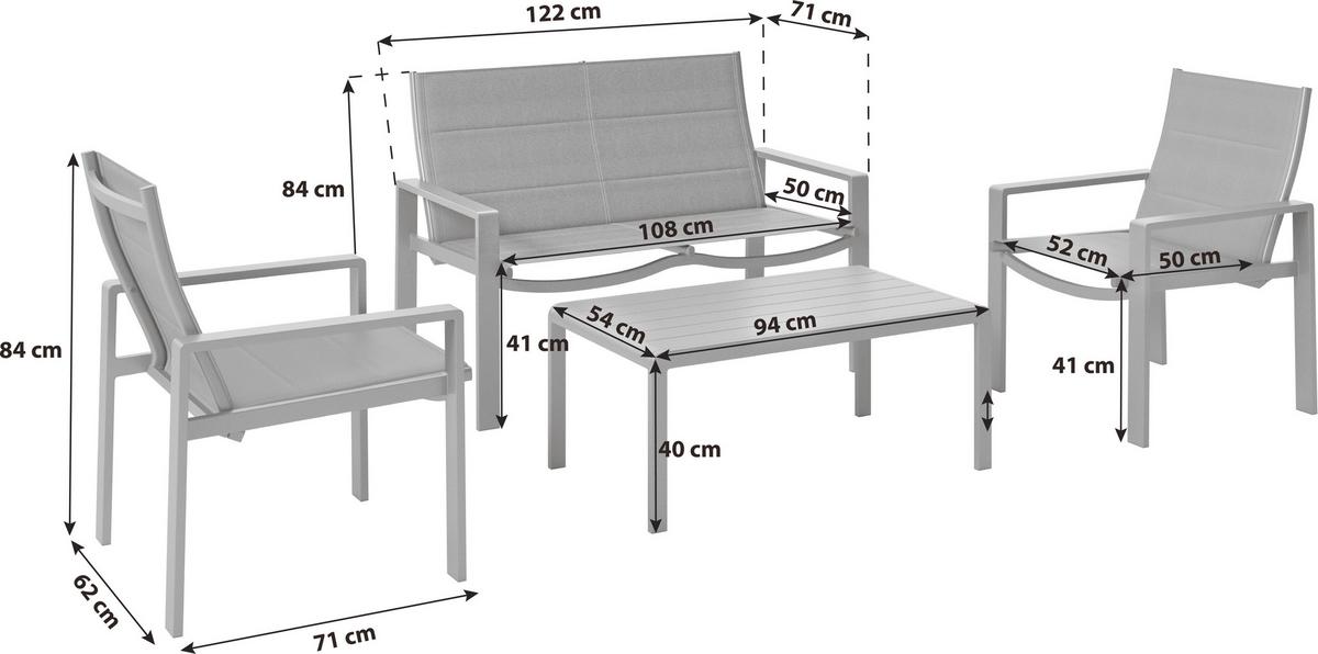 Loungegarnitur Palma - Dunkelgrau, MODERN, Textil/Metall - Luca Bessoni