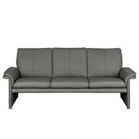 3-Sitzer-Sofa Comodo Echtleder Anthrazit B: 214 cm - Anthrazit/Silberfarben, Design, Leder (214/90/88cm) - Livetastic