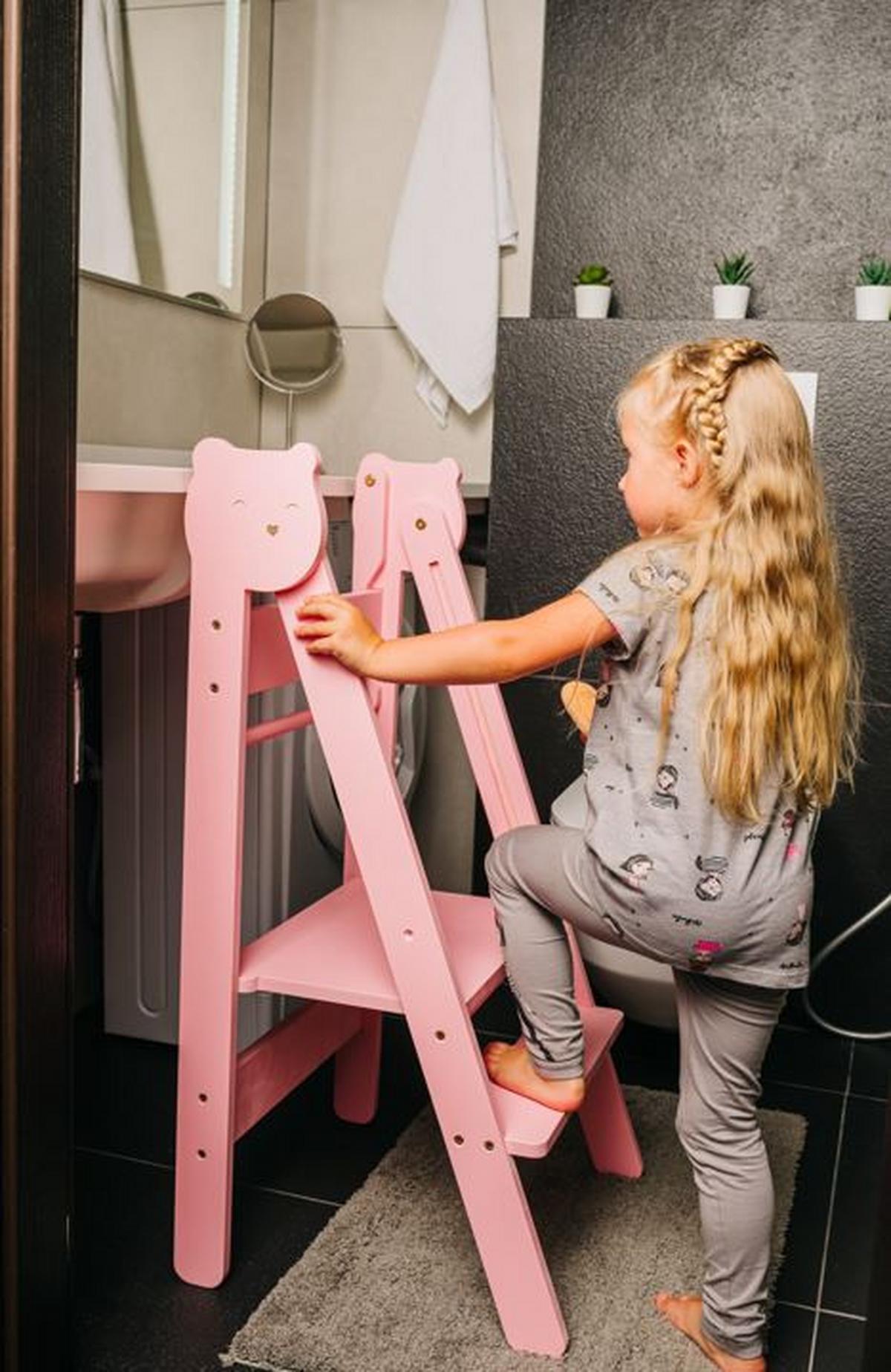 Lernturm Space Saving Pink - Pink, Basics, Holz (38/90cm)