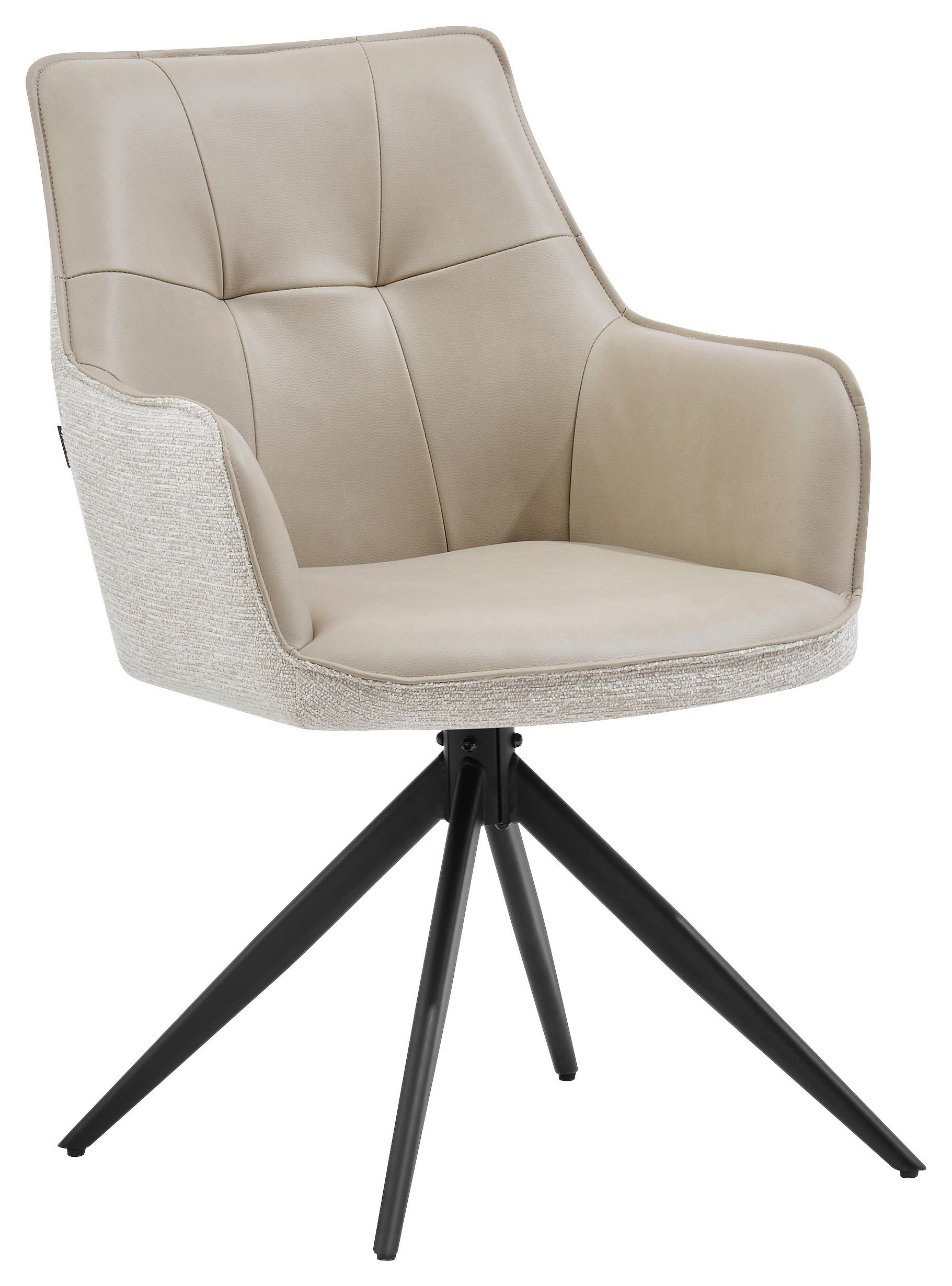 Armlehnstuhl Ion Schwarz/Taupe B: 58 cm - Taupe/Schwarz, MODERN, Holz/Textil (58/87/61,5cm) - Livetastic