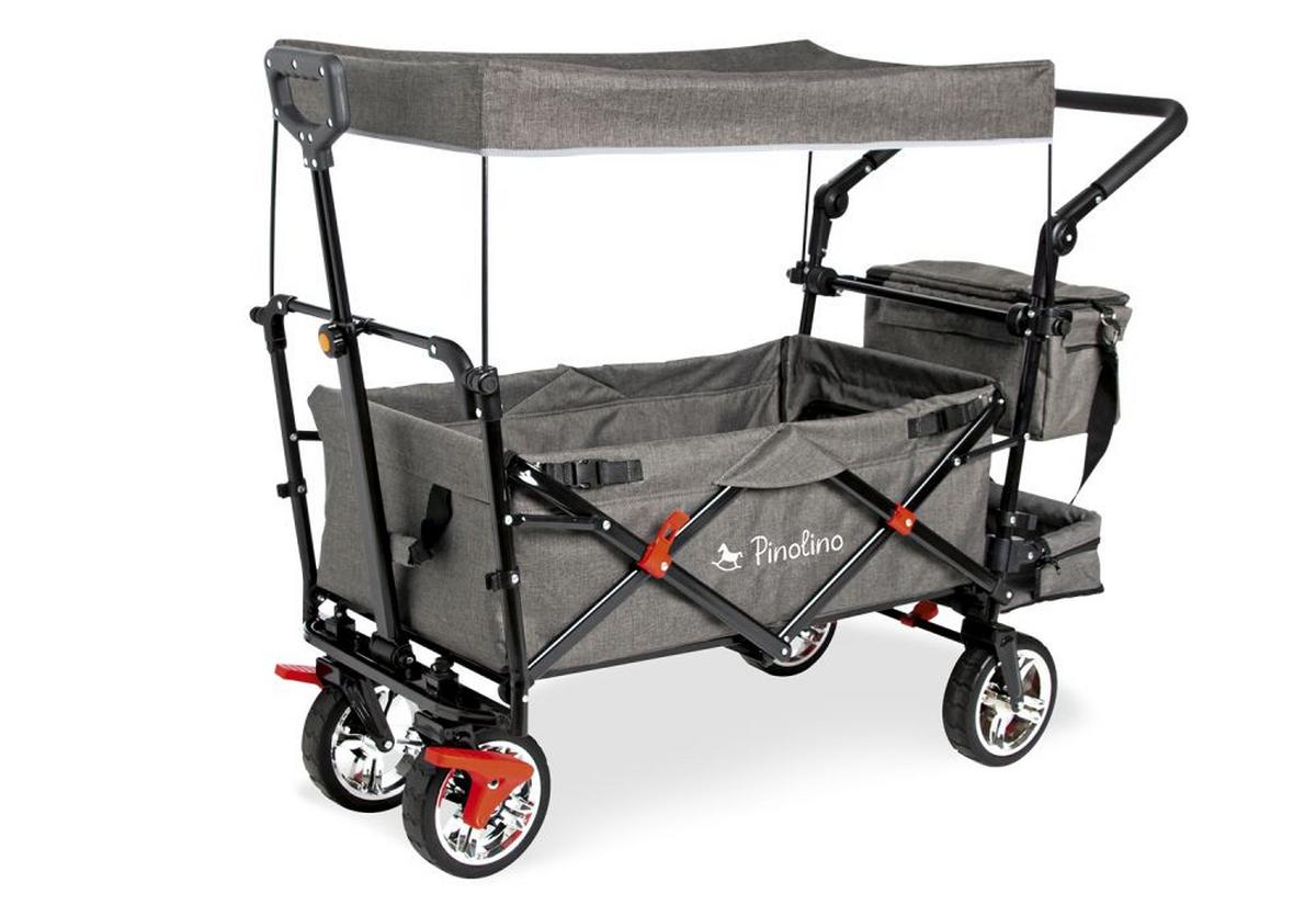 Bollerwagen Klappbollerwagen Addplus - Grau, Basics, Textil/Metall (120/56/67cm) - Pinolino
