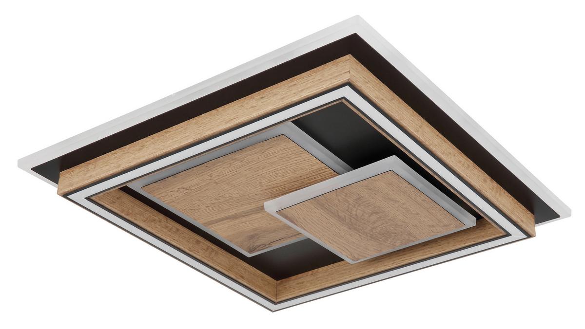 LED-Deckenleuchte 67325-32 - Dunkelbraun/Opal, Design, Holzwerkstoff/Kunststoff (41/41/7,6cm) - Globo
