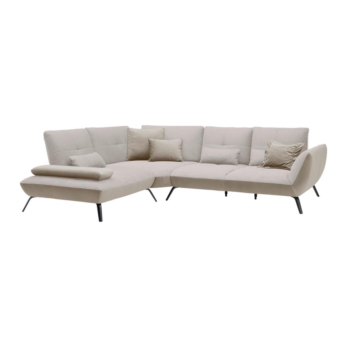 Rohová sedačka TRENDY, levá, písková / béžová - černá/pískové barvy, Moderní, kov/kompozitní dřevo (250/93/310cm) - Premium Living