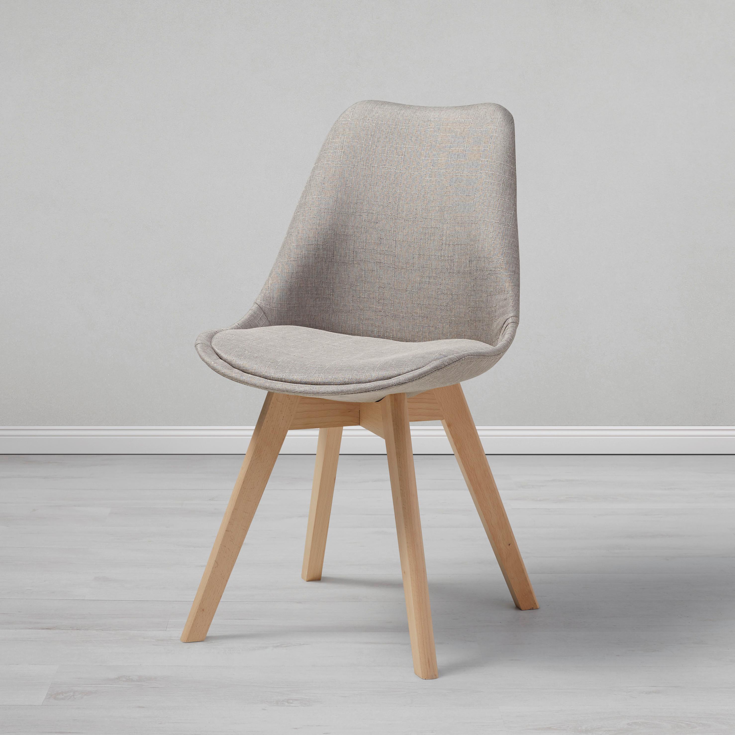 Jídelní Židle Rocksi - světle šedá/barvy buku, Moderní, dřevo/textil (48/82,5/43cm) - Bessagi Home