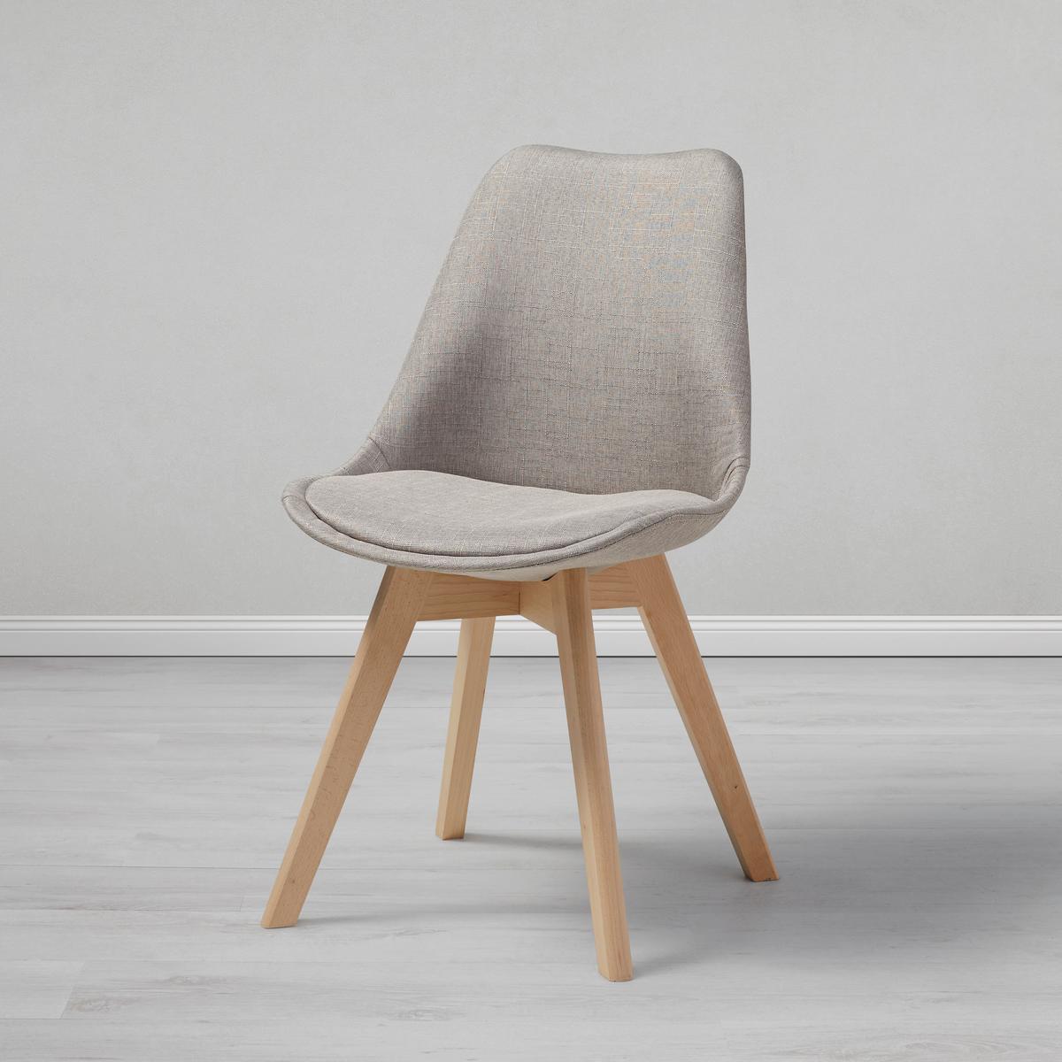 Jedálenská stolička Rocksi - farba buka/svetlosivá, Modern, drevo/textil (43/82,5/43cm) - Bessagi Home