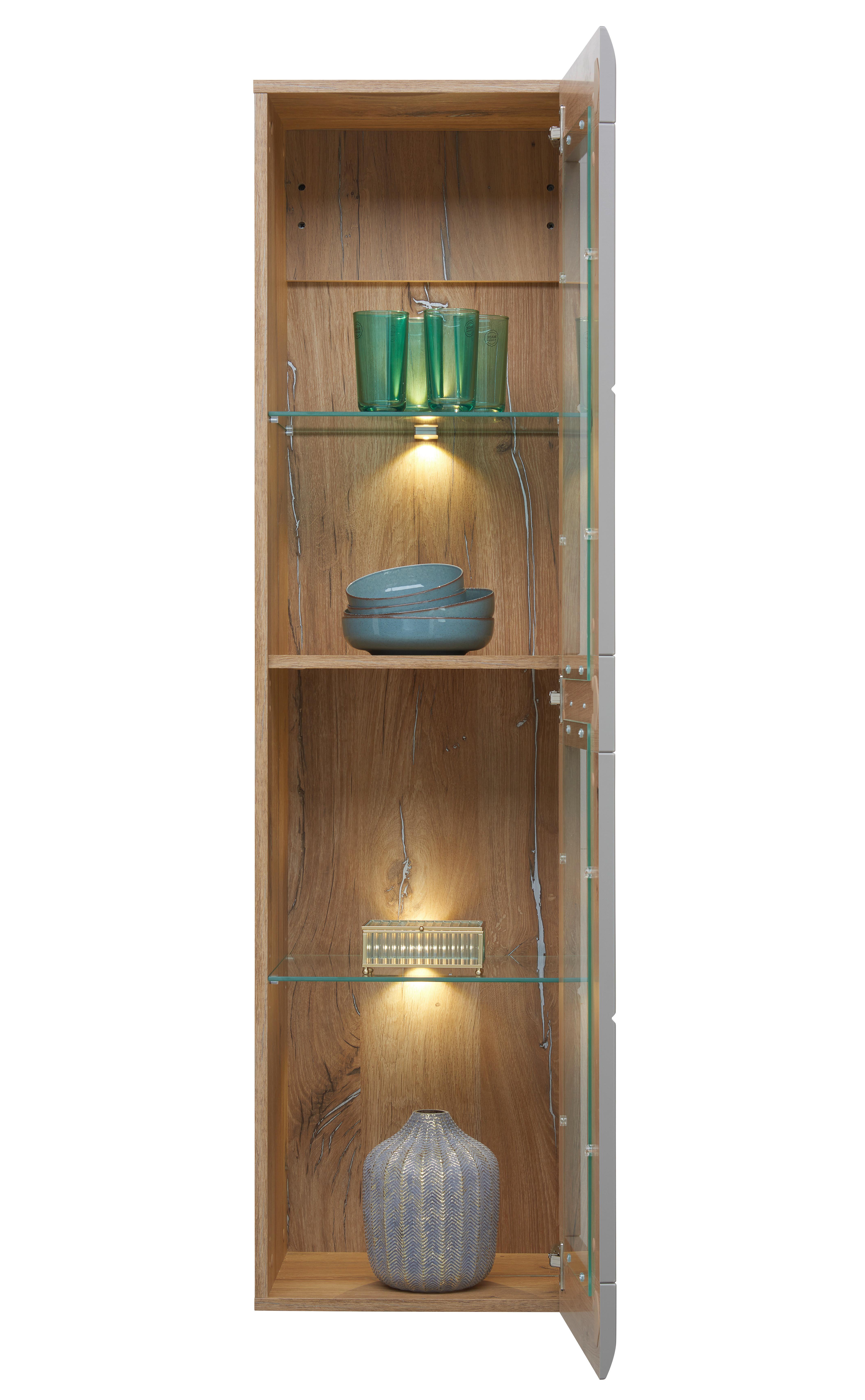 Hängevitrine Auris B: 40,3 Cm Eiche/basalt - Grau, MODERN, Glas/Holzwerkstoff (40,3/153,4/37,1cm) - Luca Bessoni