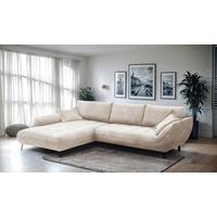 Ecksofa Biarritz, Beige Schenkel: 204x324 cm - Beige/Schwarz, Design, Textil (205/324cm) - Livetastic