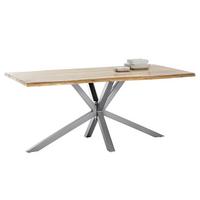 Esstisch Naturfarben /Silberfarben L: 200cm - Silberfarben/Naturfarben, MODERN, Holz/Metall (200/100/80cm) - MID.YOU