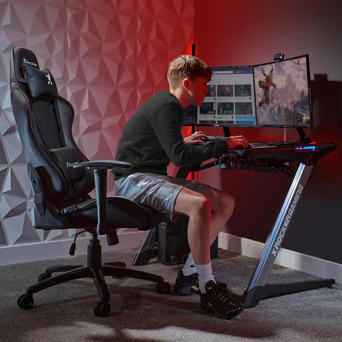 Gamingstuhl Agility Esports - Schwarz, MODERN, Kunststoff/Textil (59,9/122/66cm) - X Rocker
