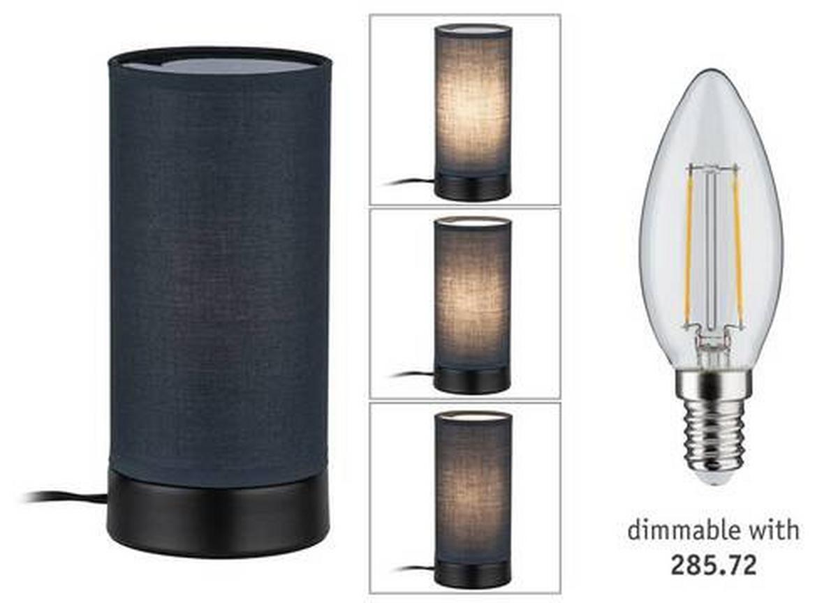 Tischlampe Grau/Schwarz 77059 - Schwarz/Grau, Design, Textil/Metall (10/21cm) - Paulmann