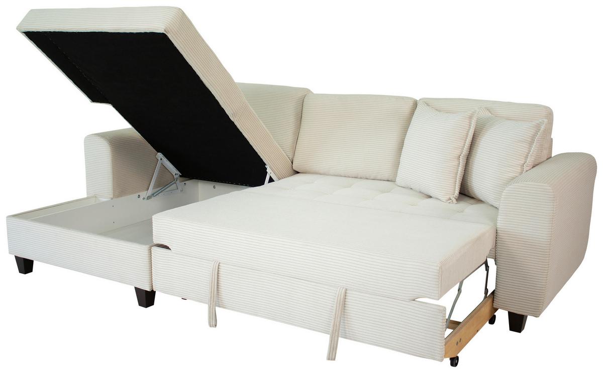 Ecksofa Moritz Creme S: ca. 155x265 cm - Creme, Trend, Textil (155/265cm)