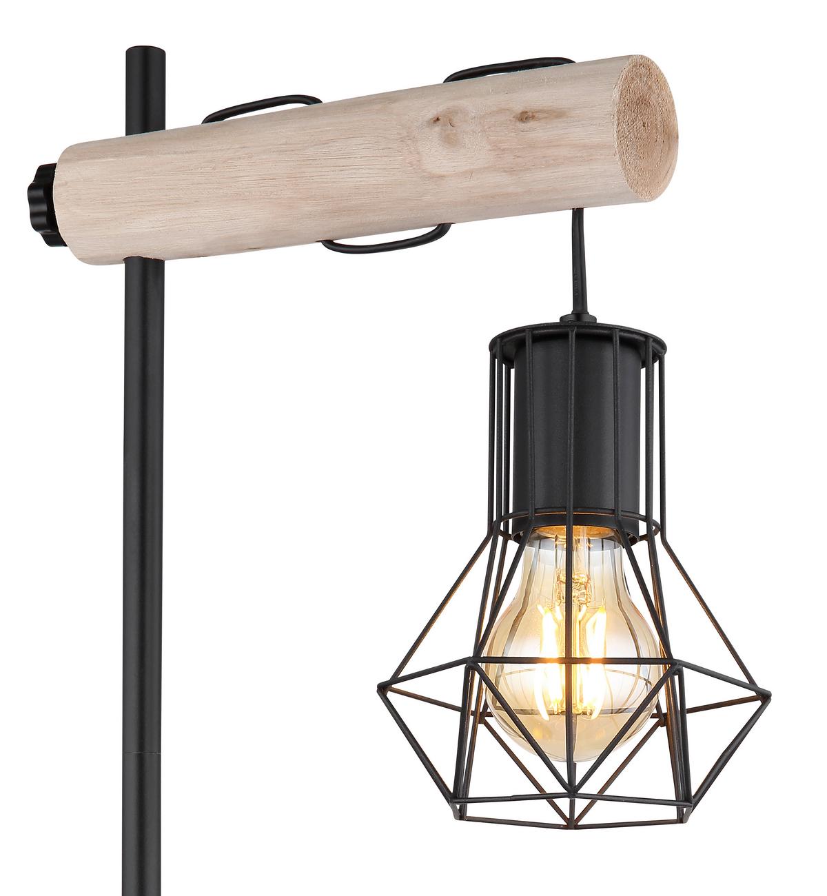 Tischleuchte 54017t - Schwarz/Naturfarben, Natur, Holz/Kunststoff (33/18/55cm) - Globo