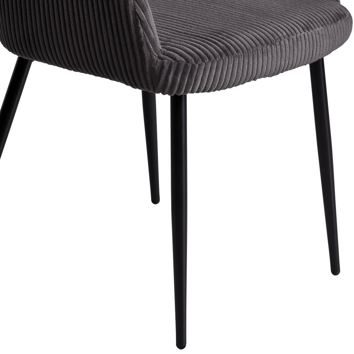 Armlehnstuhl Pina Cord Grau, B: 57 Cm - Schwarz/Grau, KONVENTIONELL, Holz/Textil (57/83.5/63cm) - MID.YOU
