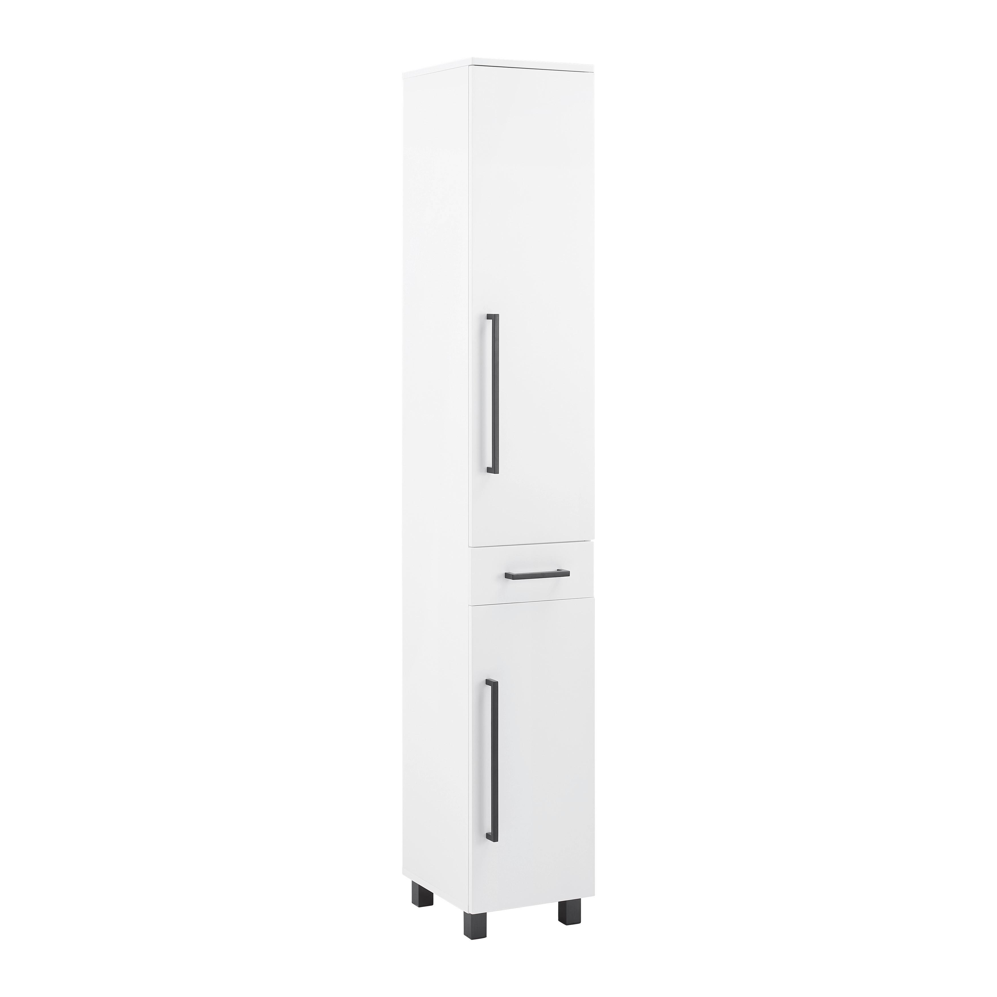 Vysoká skrinka MARIANNE biela - čierna/biela, Modern, kov/kompozitné drevo (30/185/35cm) - Bessagi Home