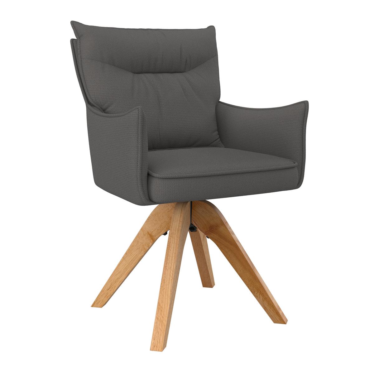 STOLIČKA S PODRÚČKAMI LORELEI - sivá/prírodná farba, Modern, drevo/textil (58/87/63cm) - Bessagi Home