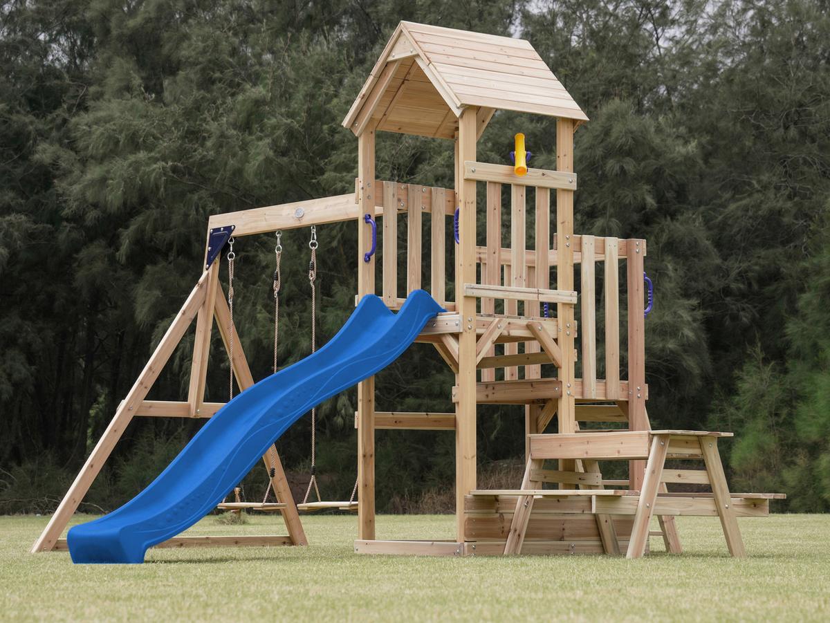 Spielturm A030.501.00 - Blau, KONVENTIONELL, Holz (366/267/383cm) - Ambia Garden