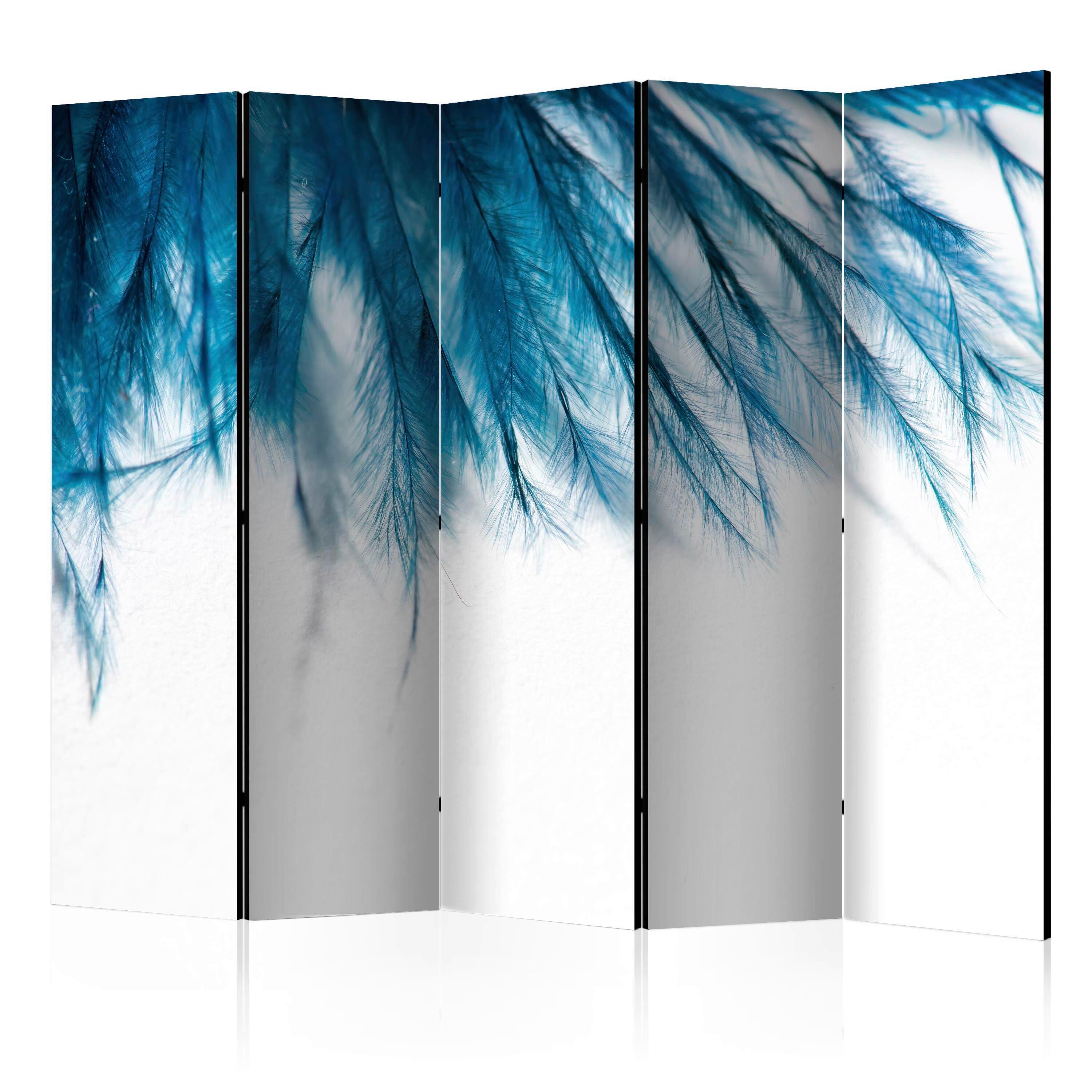 Paravent Blau Weiß B: 225 cm - Blau/Weiß, Basics, Holz/Textil (225/172/3cm) - artgeist