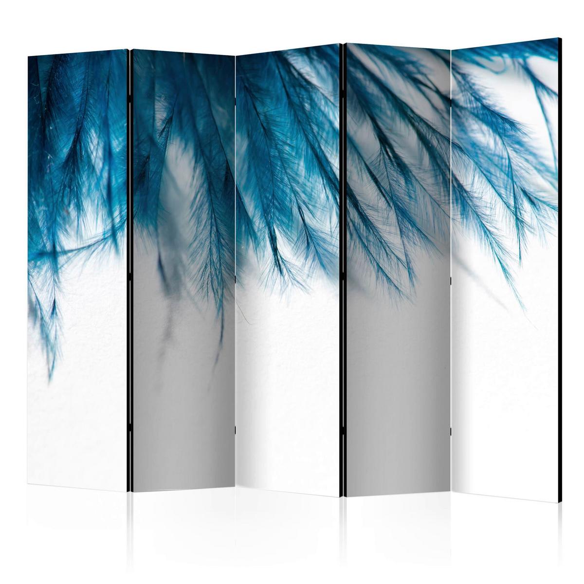 Paravent Blau Weiß B: 225 cm - Blau/Weiß, Basics, Holz/Textil (225/172/3cm) - artgeist