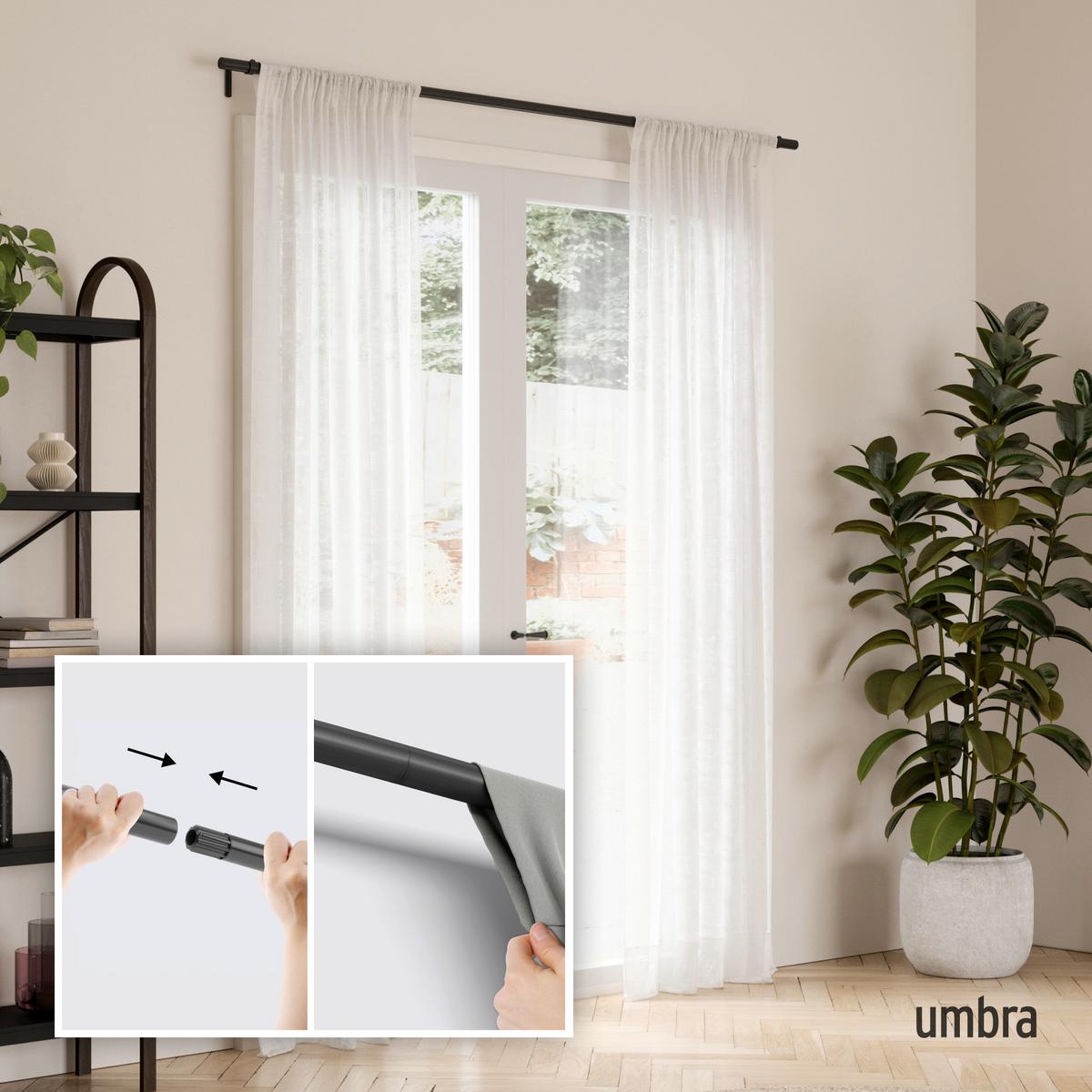 Vorhangstangenset Zen Schwarz L: 81-163 cm - Schwarz, KONVENTIONELL, Kunststoff/Metall (81-163cm) - Umbra