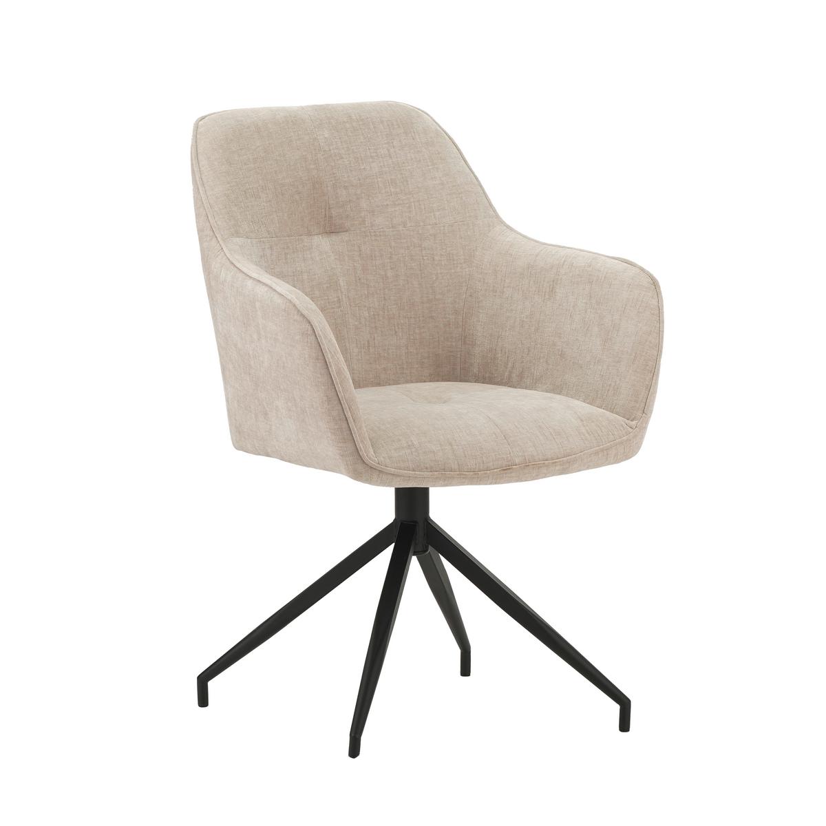 Armlehnstuhl Nancy Hellgrau B: 59 Cm - Hellgrau/Schwarz, MODERN, Textil/Metall (59/88/60cm) - MID.YOU