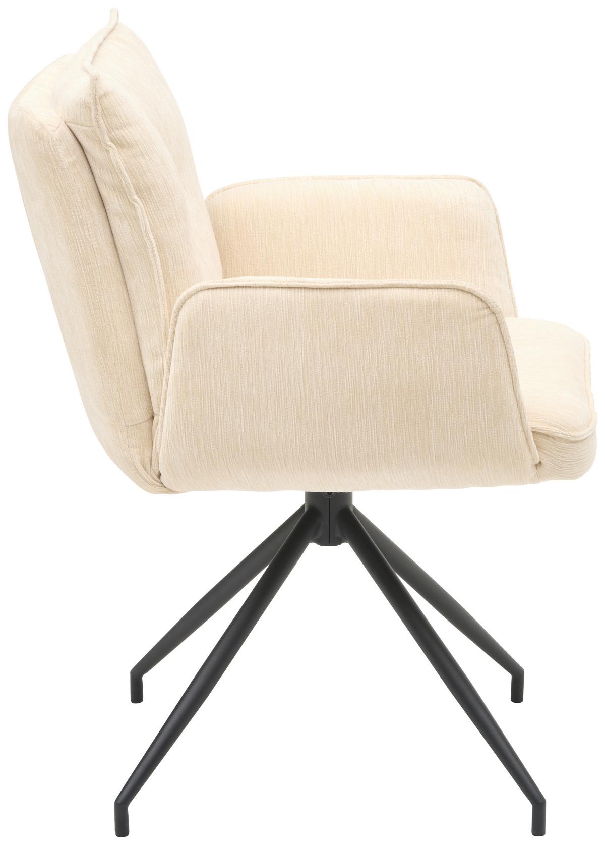 Armlehnstuhl Milena Webstoff Beige, B: 58,5cm - Beige/Schwarz, KONVENTIONELL, Textil/Metall (58,5/86/66cm) - MID.YOU