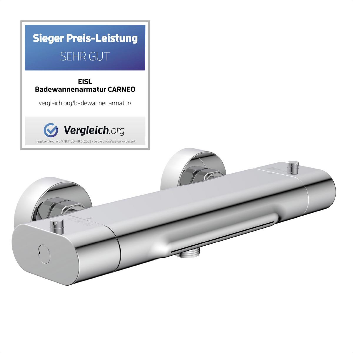 Badewannenarmatur Carneo Chromfarben Inkl. Thermostat - Silberfarben, Design, Metall (10/6,5/27cm) - Schütte