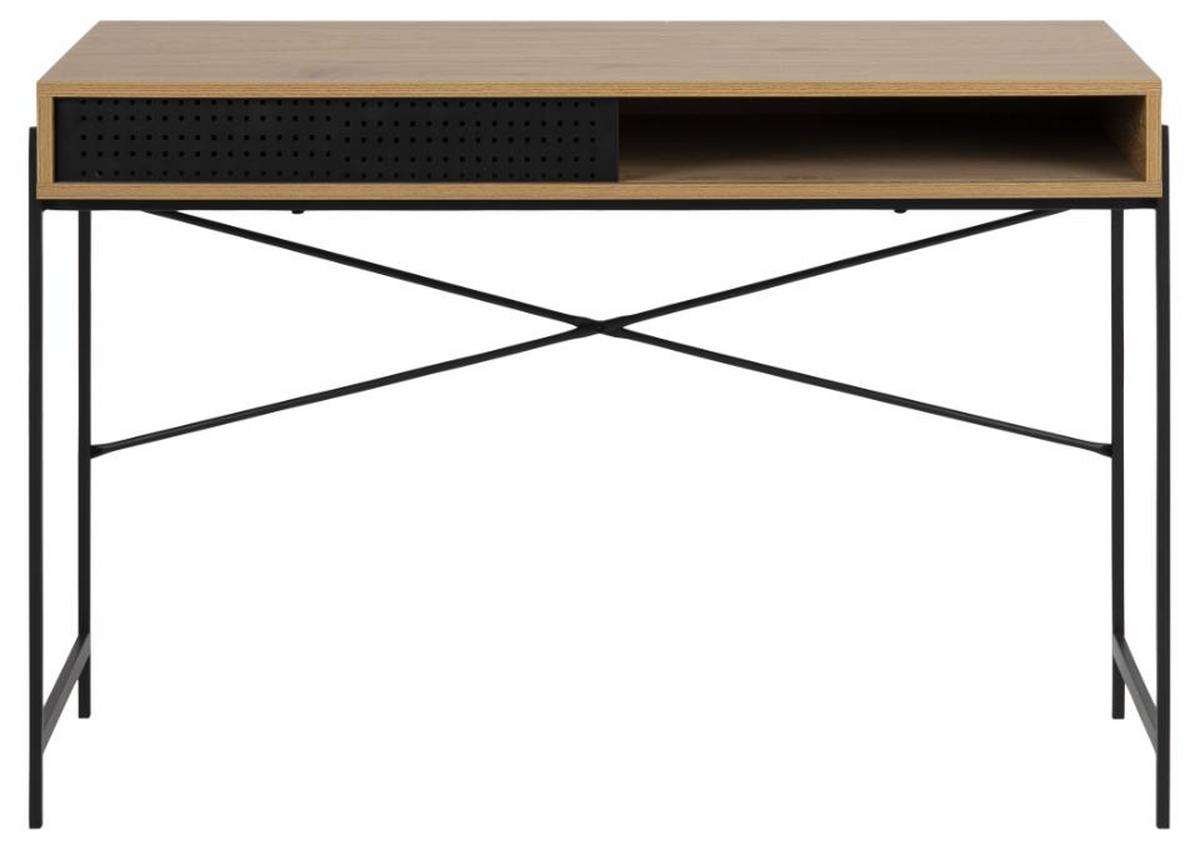 Schreibtisch Angus - Eichefarben/Schwarz, MODERN, Holzwerkstoff/Metall (110/50/75cm) - MID.YOU