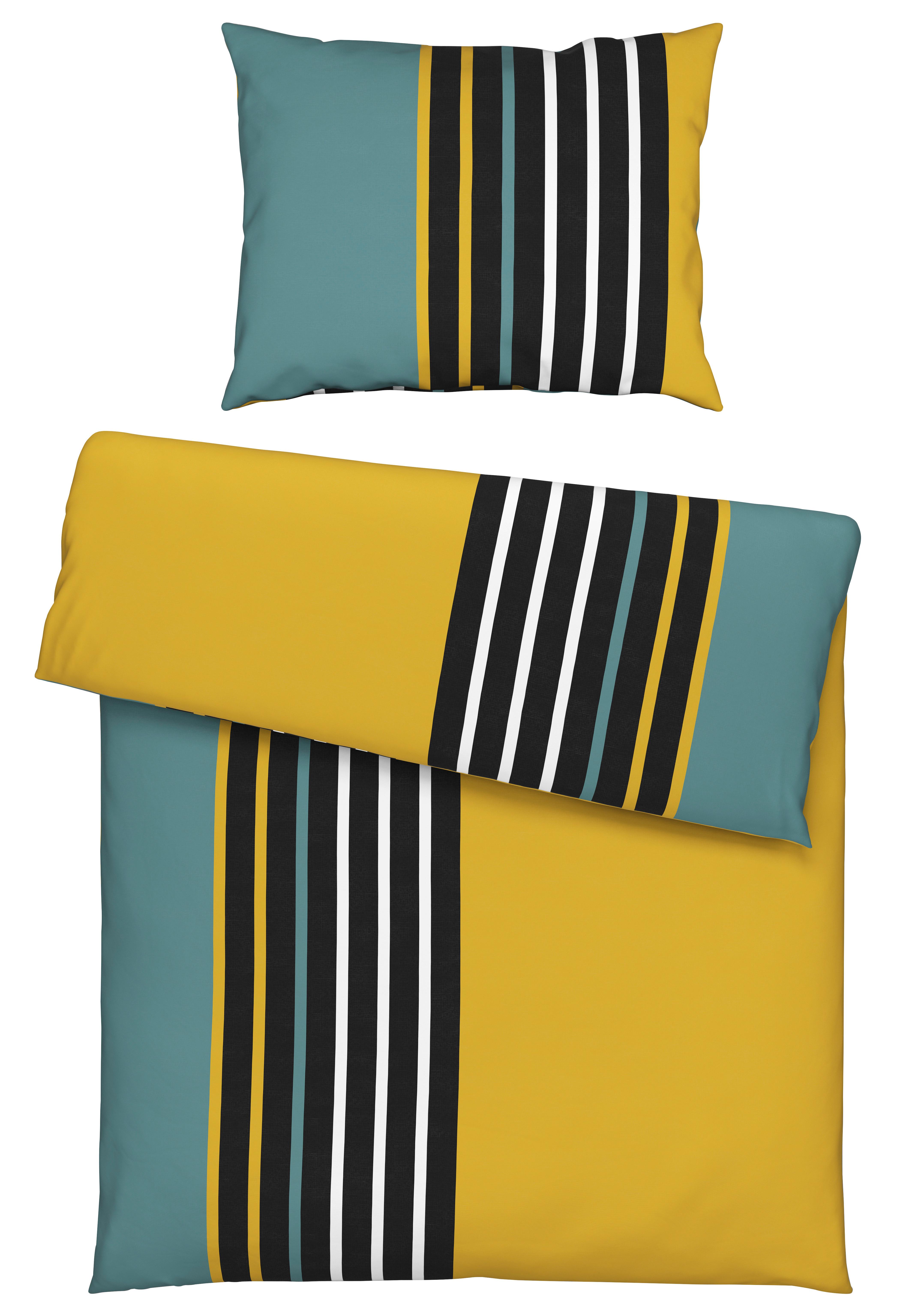 Povlečení Anton, 70x90/140x200cm - zelená/žlutá, Konvenční, textil (140/200cm) - Modern Living