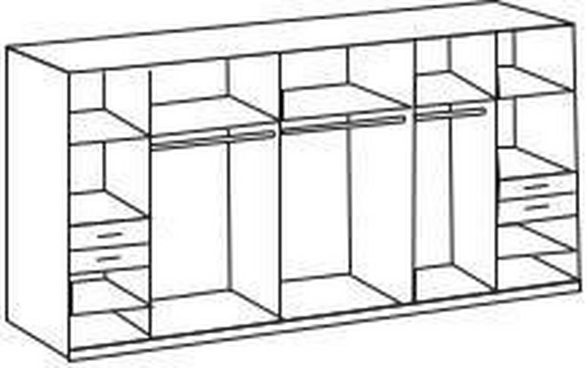Drehtürenschrank Mit Spiegel + Laden B: 313 cm Vegas - Eichefarben/Graphitfarben, Basics, Holzwerkstoff (313/208/58cm) - MID.YOU