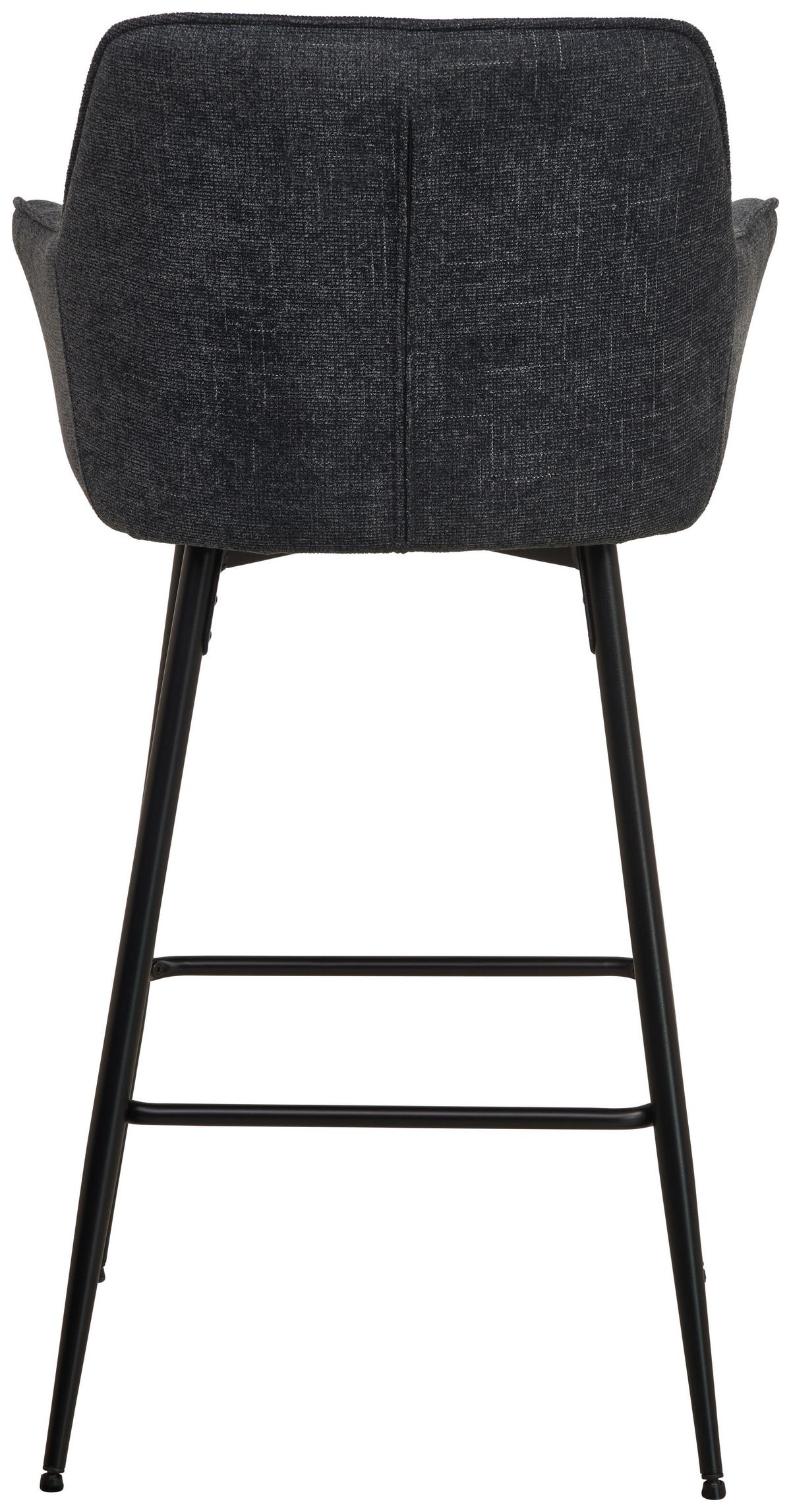 Barhocker Pim Mit Armlehne Leinenoptik Blau, B: 57 Cm - Schwarz/Grau, KONVENTIONELL, Holz/Textil (57/105/57cm) - MID.YOU