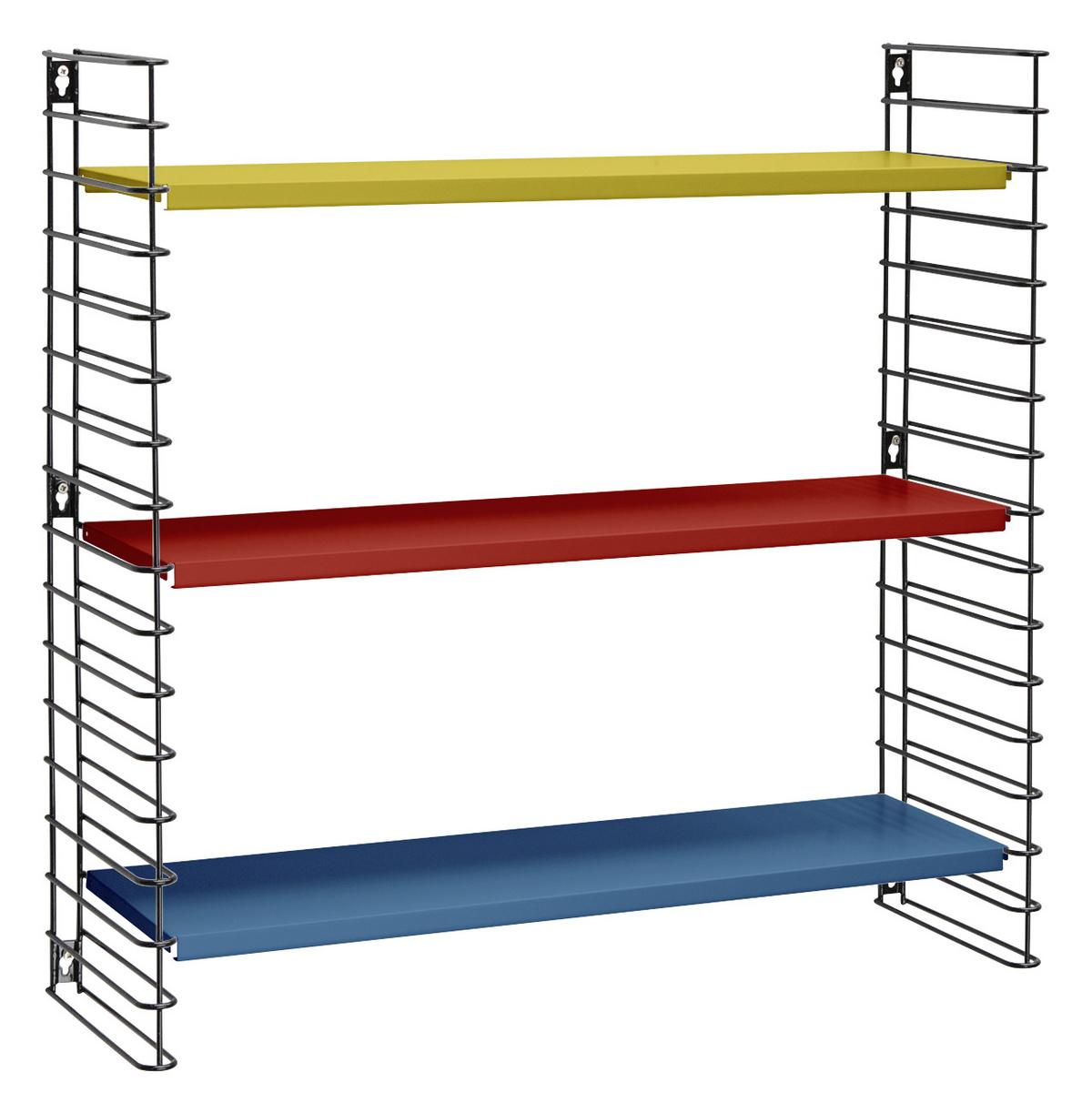 Wandregal Tomado B: 70 Cm Schwarz/multicolor 3 Fächer - Blau/Gelb, KONVENTIONELL, Metall (70/68/21cm) - Tomado